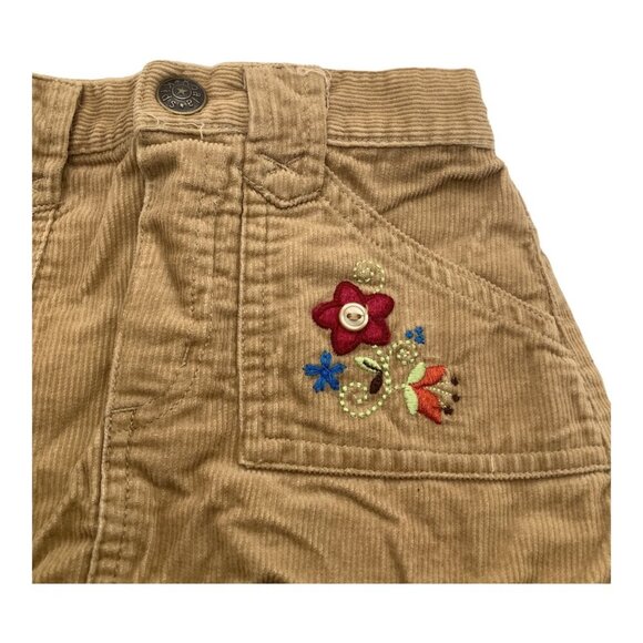 Koala Kids Baby Girl Corduroy Skirt 12M With Floral Embroidery & Pockets Brown - Picture 4 of 11